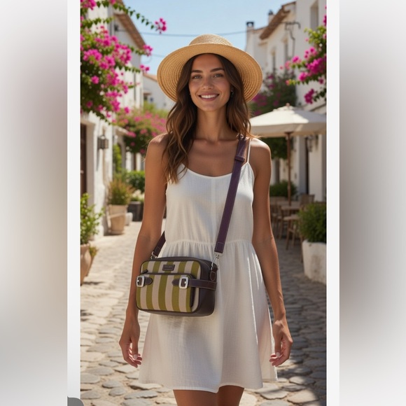 LONGCHAMP Handbags - LONGCHAMP ($575) Striped UNISEX Crossbody Bag EUC made in France